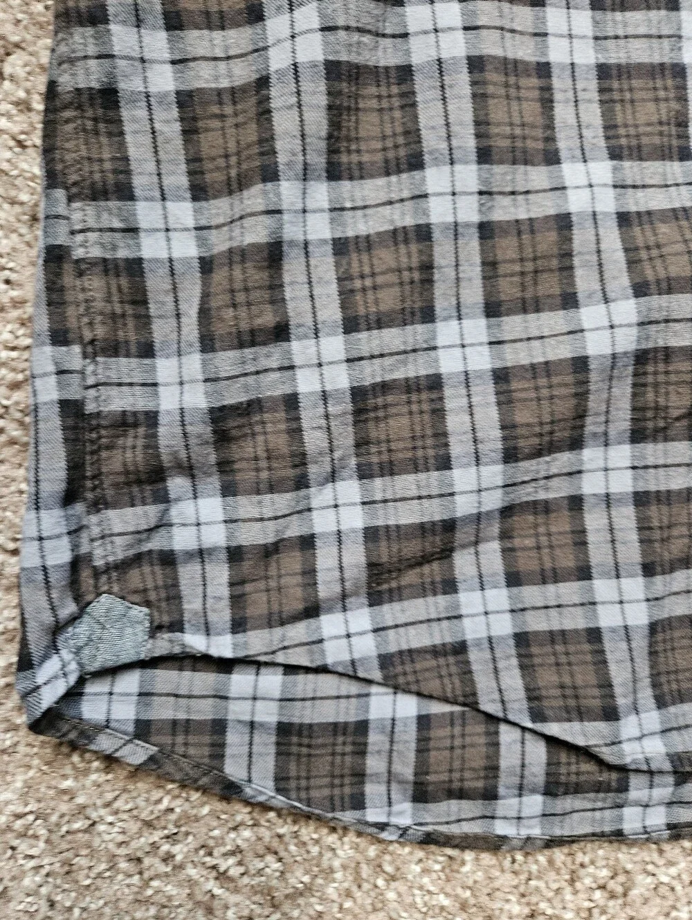 J. CREW x THOMAS MASON Slim Fit Brown Blue Plaid Button Down Shirt | SZ XL